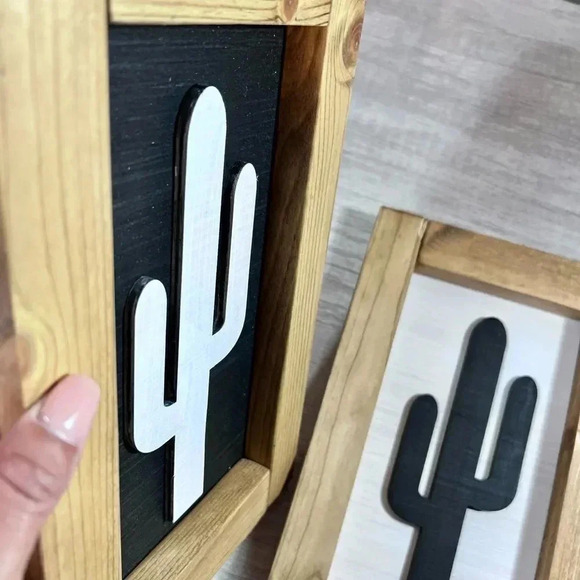 Handcrafted Trio of Cactus Wood Accent Signs - Picture 6 of 10